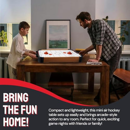 Tradeopia Portable Table Top Mini Wooden Air Hockey Game With 2 Strikers and 2 Pucks - Tabletop Air Hockey