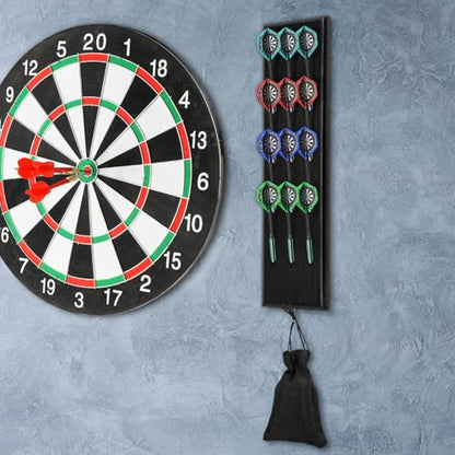 Darts Caddy Wall Mounted Wooden Darts Holder with Metal Hook Space Saving Storage Rack for Game Room Apartment(black,1)