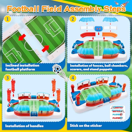 Mini Foosball Table Game Soccer Toys for Kids Ages 3 4 5 6 7 8-12 – Portable Soccer Board Game, Interactive Tabletop Sports Toy, for Boys Girls for Indoor Family Party, Playroom