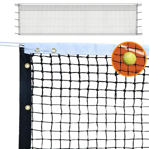 Professional Tennis Net 42 FT x 3.5 FT Double-Layer Non-Deforming Standard Replacement Tennis Net with 1.57 in Mesh Compatible with All Standard Outdoor Indoor Tennis Posts