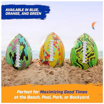 Swimways Hydro Waterproof Football, Outdoor Games for Adults and Kids, Swimming Pool Accessories and Pool Party Games,9.25 Inches, Green - color: Blue (New Version)