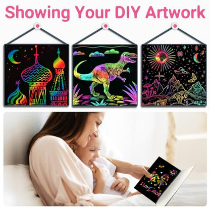 ZMLM Scratch Paper Art Craft: 2 Pack Rainbow Scratch Notebooks Crafts for Kids Ages 4-8 Year Old Girl Birthday Gift Games for Kids Arts Kits School Party Toys Activity - style: Classic