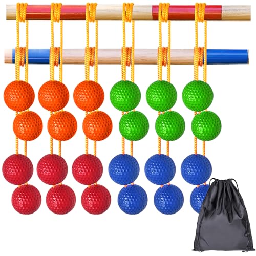 12 Pack Ladder Balls Ladder Toss Balls Replacement with Storage Bag for Toss Match (‎Red Blue Green Orange)
