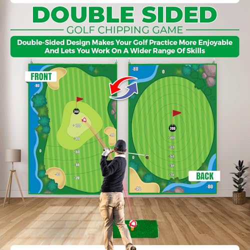 MHM's Ultimate Indoor Golf Chipping Game Mat - Premium Practice Mat - Ideal Golf Simulator for Home Use - style: Indoor Golf Chipping Game