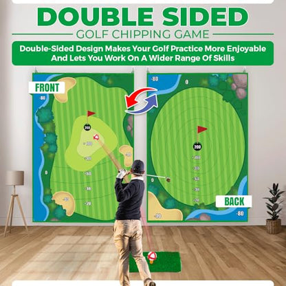 MHM's Ultimate Indoor Golf Chipping Game Mat - Premium Practice Mat - Ideal Golf Simulator for Home Use - style: Indoor Golf Chipping Game