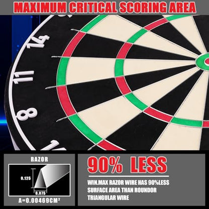WIN.MAX Dart Board - Bristle Steel Tip Dartboard for Adults Bristle Steel Tip Dart Board Set with 12 Darts Metal - style: TOP