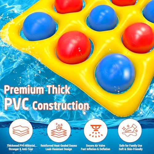 Pool Toys, Pool Tic Tac Toe Game Set with 12 Inflatable Balls, Pool Games for Kids/Adults/Teens, Outdoor Water Games, Suitable Pool Beach Party Birthday Favors & Family, Yellow - color: Yellow