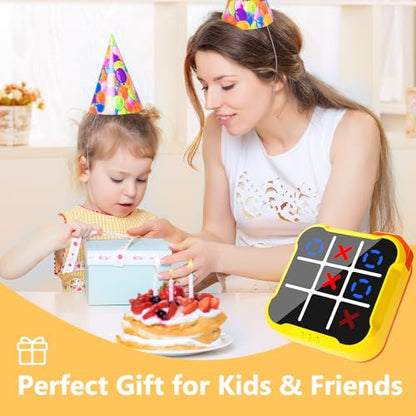 Tic Tac Toe Game, 3-in-1 Game Machine, Handheld Electronic Puzzle Games, Portable Travel Game for Trip, Office Break, Queue Time, Birthday Gift for Kids Adult - color: Yellow