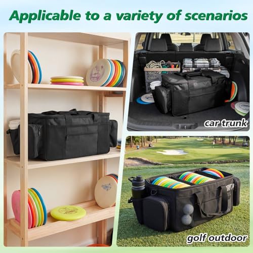 Disc Golf Storage Bag Large Capacity, Each Bag Holds 80 Discs, with Lid and Dividers, Disc Golf Organizer for Professionals, with Handle and Multi Side Pockets - style: 25x10.2x10.2inch