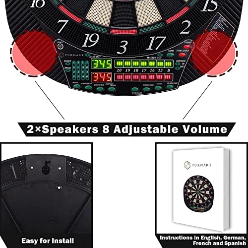 Dart board Electronic Dart board 13.5" Dart Board Electronic Scoreboard Darts Plastic Tips for Electronic Dart Dartboard with LED Display 6 Soft Tip Darts