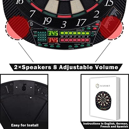 Dart board Electronic Dart board 13.5" Dart Board Electronic Scoreboard Darts Plastic Tips for Electronic Dart Dartboard with LED Display 6 Soft Tip Darts