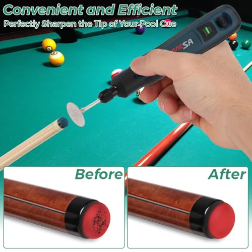 Pool Cue Tip Shaper, Electric Cue Tip Grinder Kit | Portable billiards cue stick tool kit for enthusiasts, pros and cue tip maintenance - style: Flat-Shaped Head