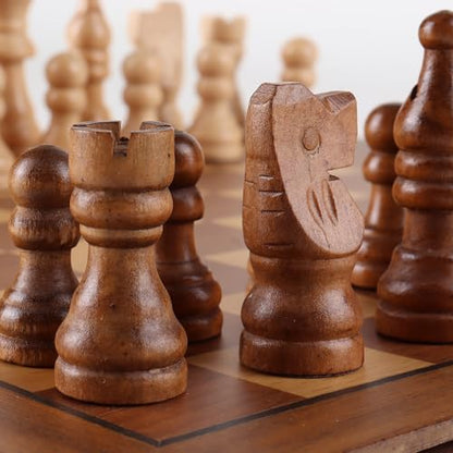 GSE Games & Sports Expert 10" Magnetic Chess Set, Wooden Chess Board Game Set with Drawers, Classic Portable Travel Board Game for Kids & Adults