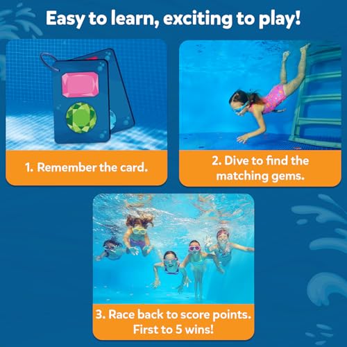 Skillmatics Pool Toys - Seek & Splash, Search & Find Water Game, Swimming Pool Dive Toy for Kids, Summer Fun & Gifts for Boys & Girls Ages 6, 7, 8, 9, 10, 11 & Up, Includes 64 Colorful Gems