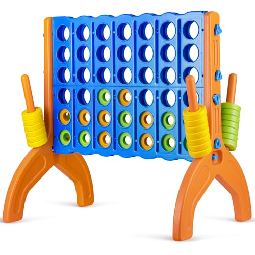 Ayeboovi Giant 4-in-A-Row, Jumbo 4-to-Score Yard Game for Kids and Adults Indoor Outdoor Party Family Connect Games Set with Quick Release Slider & Carrying Bag