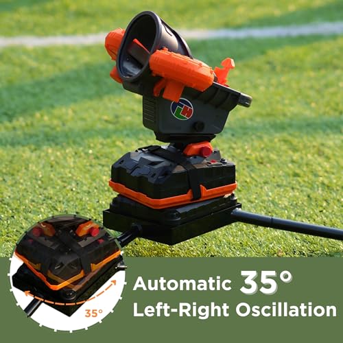 Furlihong 389BH Football Machine for Kids, Automatic & Manual Thrower, 3 Adjustable Angles, Left-Right Oscillation, Ideal for Catch & Pass Drills