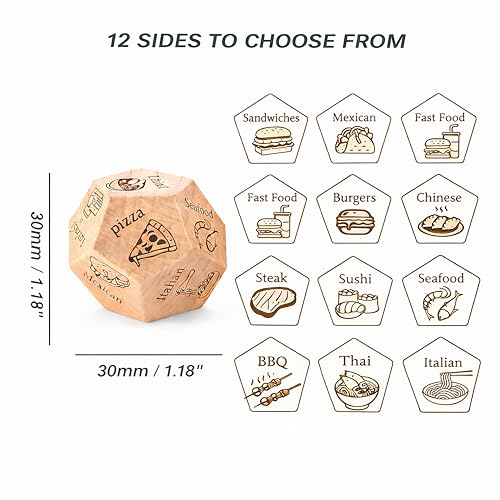 Date Night Food Decision Dice: 3 PCS Real Wood Dice Set Date Ideas for Couples,Dinner Dice Love Dice with Portable Gift Box,Valentines Gifts for Him Her Boyfriend Girlfriend