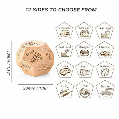 Date Night Food Decision Dice: 3 PCS Real Wood Dice Set Date Ideas for Couples,Dinner Dice Love Dice with Portable Gift Box,Valentines Gifts for Him Her Boyfriend Girlfriend