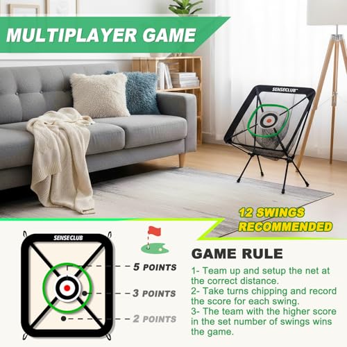 SENSECLUB Foldable Chipping Net & Floating Green, Indoor Golf Practice Chipping Target, Backyard Golf Game & Gifts - style: Pro Net