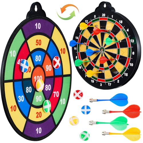 moopok Magnetic Dart Board for Kids-12Magnetic Dart/Sticky Balls Or 2 Toy Gun+40 Foam Dart.Indoor/Outdoor Kids Games and Party Games,Christmas Birthday Gifts Toys for 3-12 Year Old Boys - style: 17IN-2in1 Board+12 Magnetic Dart+12 Sticky Ball
