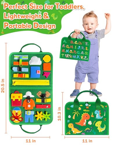 Gojmzo Busy Board Montessori Toys for Toddler Year Old Boy Girl Birthday Gifts, Busy Book Sensory Toys for Toddlers, Learning Educational Toddler Travel Activities - style: Green/P8