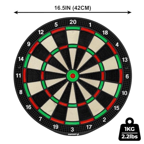 PINPOINT Soft Tip Dartboard | for Home Use with 6 Soft Tip Darts - Lightweight ABS Plastic Board - Optional Premium Soft Tip Darts - style: Soft Tip Darts