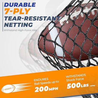 7x7ft/8x8ft Football Throwing Net, Quarterback Training Equipment with 5 Target Pockets, Includes Football, Portable Carry Bag - color: Red, size: 7x7ft