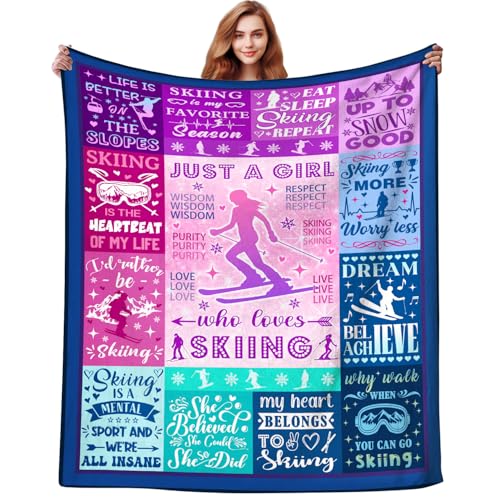 Skiing Blanket Gifts for Women Men Boys, Extreme Sports Snowboarding Throw Blankets Ski Accessories Decorations Gift for Ski Lovers Skiers 50"X40" - color: Skiing, size: 50"x40"