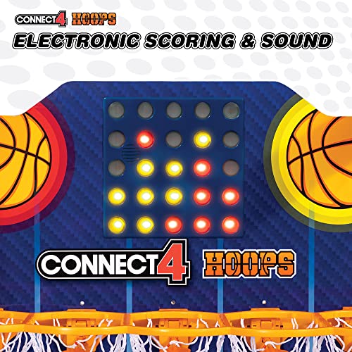 EastPoint Connect4 Hoops Arcade Basketball Game - Blue, Medium - Electronic LED Scoring & Kids Games - Foldable Indoor Design & Mini Basketball Hoop - Four-in-a-Row Challenge