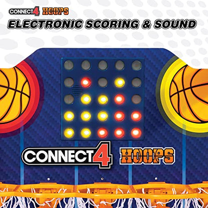 EastPoint Connect4 Hoops Arcade Basketball Game - Blue, Medium - Electronic LED Scoring & Kids Games - Foldable Indoor Design & Mini Basketball Hoop - Four-in-a-Row Challenge