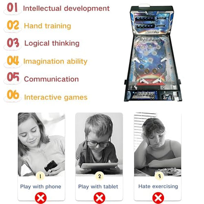 Electronic Arcade Pinball Game, Space Theme Tabletop Pinball Machine Toy, Fun Sounds and Light Effects, Ideal Gifts for Children's Christmas and Birthdays
