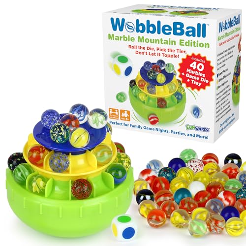 Funwares WobbleBall 3-Tier Marble Balance Game, 40 Marbles Included, Skill & Dexterity Games for Kids & Adults, Family Party Game for 1-4 Players, Ages 6+