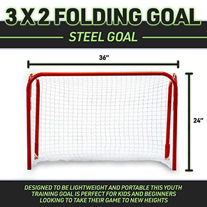 Franklin Sports Kids Mini Street Hockey Goal - Portable Folding Steel Floorball Goal - 36" x 24"