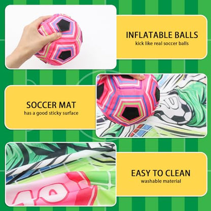 Sticky Soccer Ball Game Set for Kids, Indoor Outdoor Toss Soccer Goal Toy with Blindfold, Target Soccer Game for Backyard Family Play Fun Sports Birthday Party Favors Gifts for Boys Girls Ages 3-8