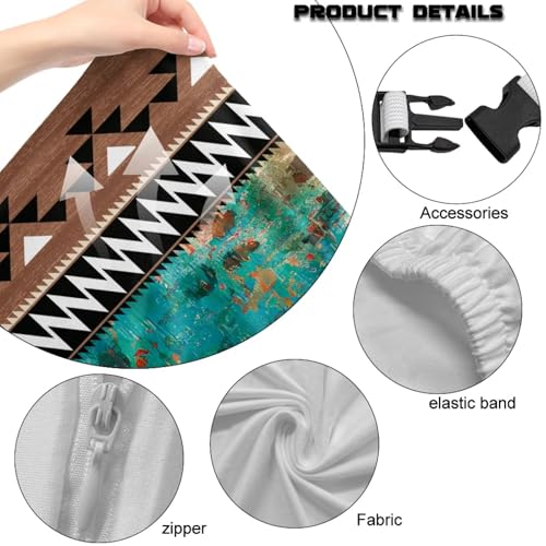 Aztec Leopard Print Computer & Gaming Chair Slipcover Breathable Stretchable Game Chair Cover with Armrest Covers Easy to Install - color: Brown and Green - Aztec Leopard