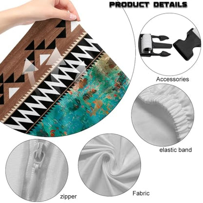 Aztec Leopard Print Computer & Gaming Chair Slipcover Breathable Stretchable Game Chair Cover with Armrest Covers Easy to Install - color: Brown and Green - Aztec Leopard
