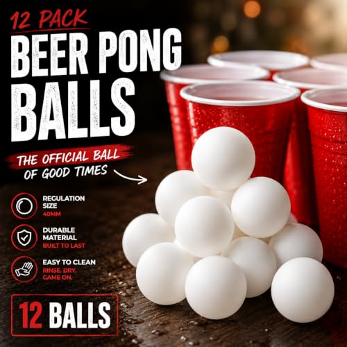 Liberty Imports 12 Pack Beer Pong Ping Pong Balls 40mm, Bulk, White | Table Tennis, Lightweight Durable Seamless Bulk for Party Carnival Games. Entertainment, Decorations, Crafts Activities
