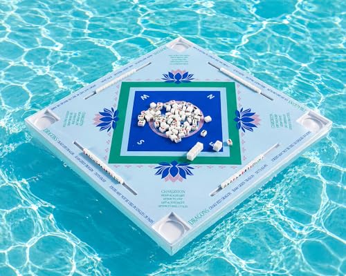 32x32 Inch Large Mahjong Floating Game Table for Pool Swimming Pool and Hot Tub Float Board for Mahjong Card Games Dominoes Poker Adults Pools Game Tray for Summer Beach Indoor Outdoor(Blue Green) - style: Blue Green