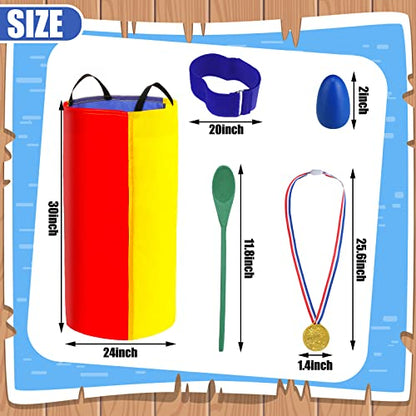 53 Pieces Outdoor Lawn Game Carnival Toss Set Potato Sack Race Bags Egg and Spoon Race Party Ring Bean Bag Tossing Cones Prizes for Adult Family Birthday Party Outdoor Game Supplies