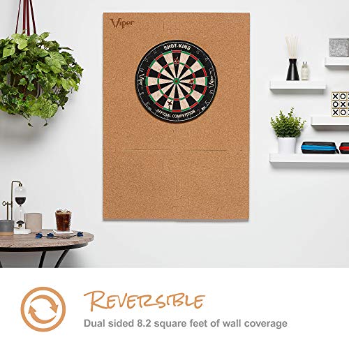 Viper Wall Defender III Cork Dartboard Surround, Reversible Cork Dart Board Wall Protector for 17.75 and 18 Inch Sisal Bristle Dartboards, 8.2 Sq Ft, Tan