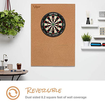 Viper Wall Defender III Cork Dartboard Surround, Reversible Cork Dart Board Wall Protector for 17.75 and 18 Inch Sisal Bristle Dartboards, 8.2 Sq Ft, Tan