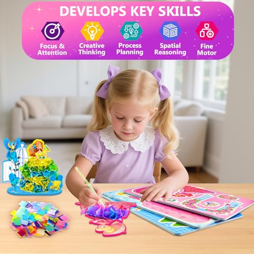 Poke in Magical Princesses, Christmas Birthday Gifts for 3 4 5 6 7 8 9 Year Old Girls, No Mess Girls Toys Age 6-8, DIY Arts and Crafts for Kids 4-6, Creative Activity Travel Toy - style: Poke in Magical