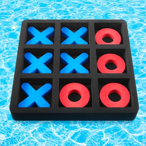 Liliful Large Floating Tic Tac Toe Board Game, 12''x12'' Waterproof EVA Foam Pool Board with Floating X and O Pieces, Pool Fun Party Game for Kids Adults Family Outdoor Beach Swimming