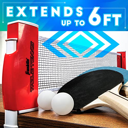 Franklin Sports Table Tennis to Go Portable Ping Pong Set - Table Top Ping Pong Net + (2) Paddles - Ping Pong Balls Included - 2 Players | Portable - color: Red