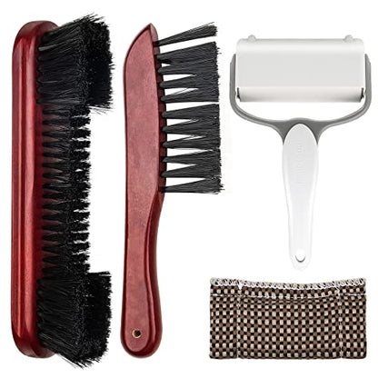 Adhafera Pool Table Brush Cleaner Kit, Brush Made of Pure Solid Wood and Nylon Bristle, Snooker Accessories for Snooker Table - color: Burgundy-4-tool