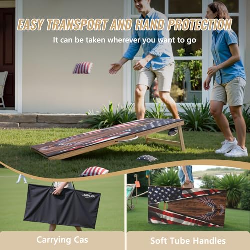 Cornhole Board Set,Corn Hole Games for Adults Outdoor,2X4FT Solid Wood Regulation Cornhole Boards with 8 Cornhole Beans Bags & Carry Case - style: Flying Eagle