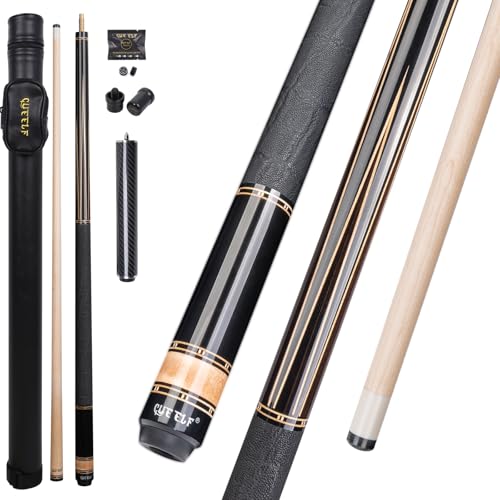 CUEELF Professional Pool Cue Stick – Handmade, Low Deflection | Solid Brass Joint Low Deflection Shaft 12.5mm Pro Tip & Inlay Ring Leather Non-Slip Wrap Precision Balanced - color: CJ-SH-05