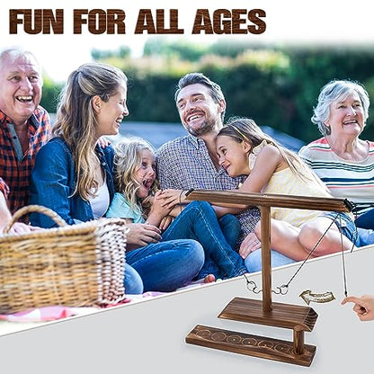 Ring Toss Game for Adults, Wooden Hook and Ring Game Handmade for Bars, Home, Party, Yard Games, Outdoor Indoor Games for All Ages, Large Size 16" X 13"