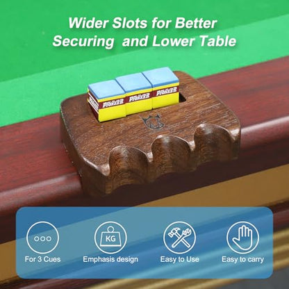 CROWN ME Weighted wooden 3-Cue pool cue stick holder, billiard cue stick holder, chalk holder - style: 3 Holes