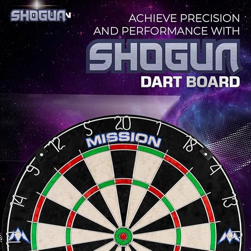 Mission Darts | Shogun Set | Endurance Premium Sisal Dartboard with Round Wire Design | Includes 2 Sets of Steel Tip Darts.